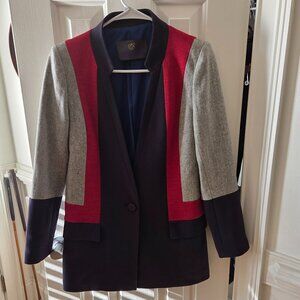 VTG Culture De Base Color Block Navy Burgundy Grey Jean Chic Y2K Jacket Women  S
